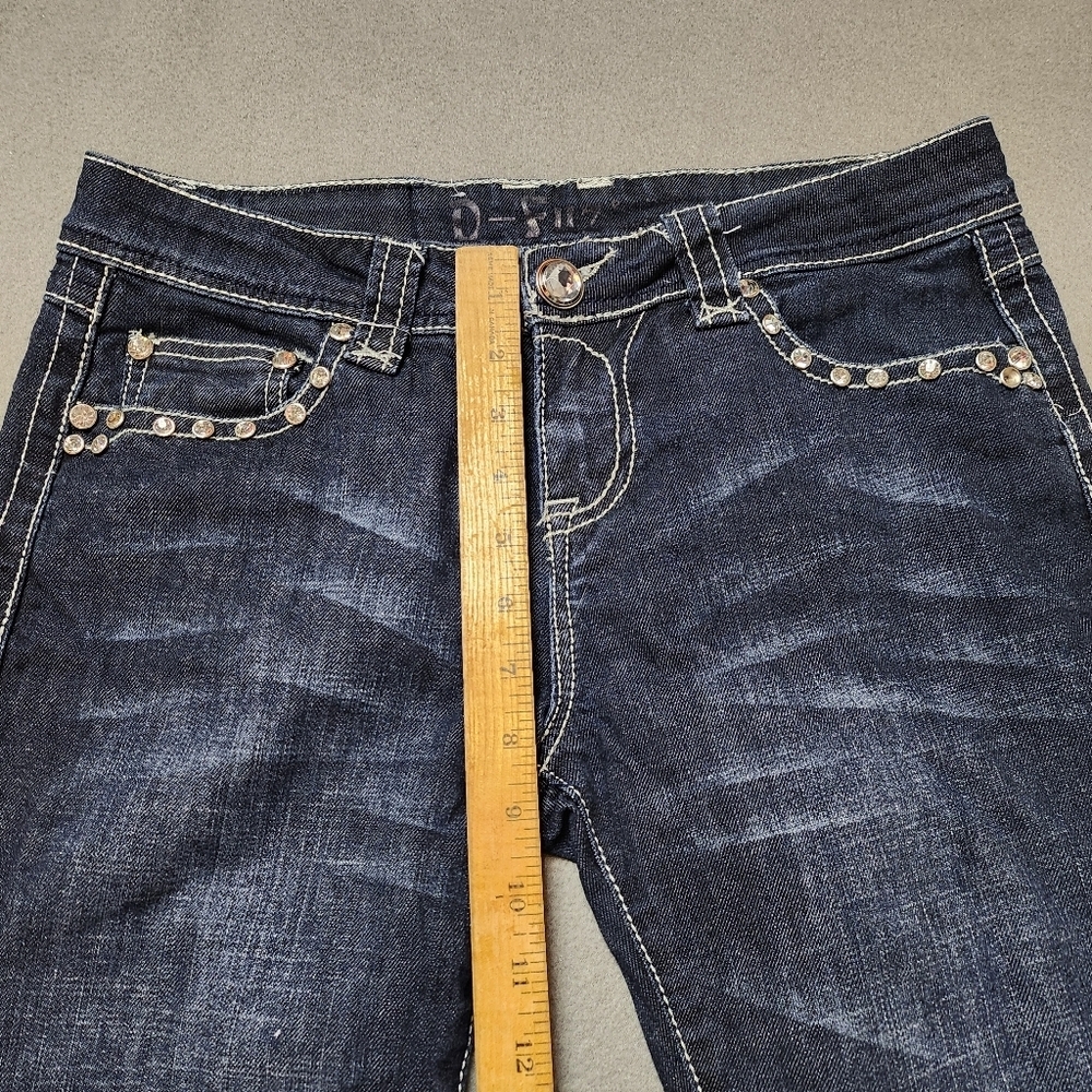 Bootcut Jeans Crystal Pockets D-Fuz - Sz 9/10 Boot Cut Bling Y2k - Picture 14 of 15